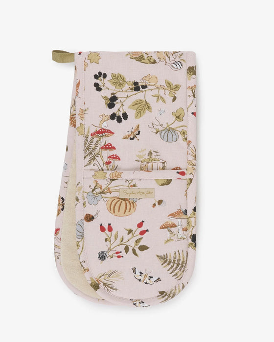 Sophie Allport Printed Binding Autumn Fora Double Oven Glove