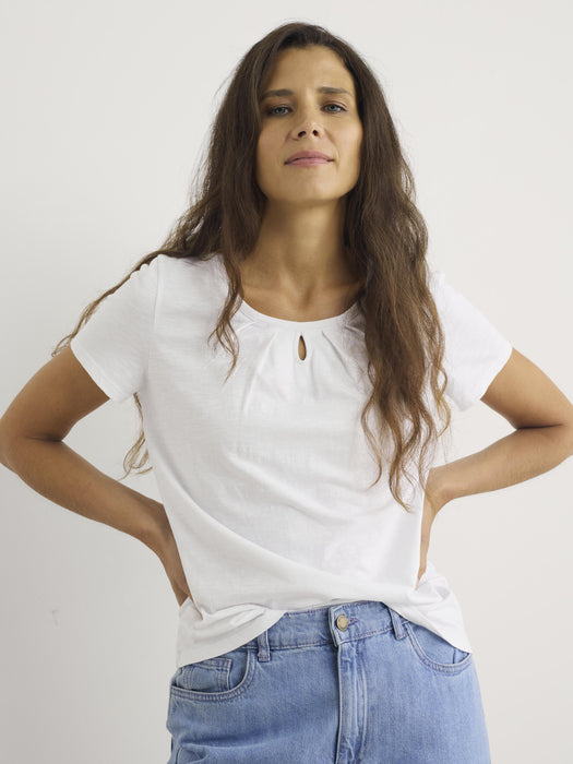 Seasalt Women's  Appletree Keyhole Detail T-Shirt In Salt