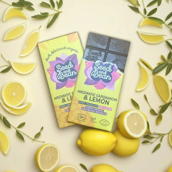 Seed & Bean Aromatic Lemon and Cardamom Dark Chocolate Bar
