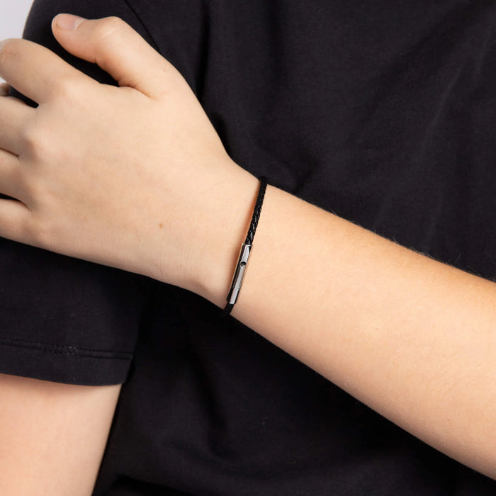 Fred Bennett Smaller Fit Leather Woven Bracelet Black