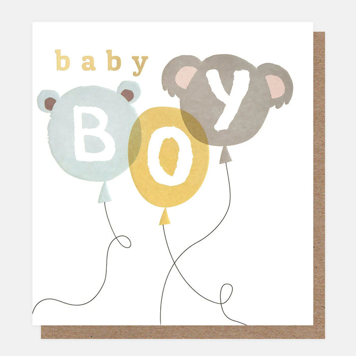 Caroline Gardner Animal Balloons New Baby Boy Card