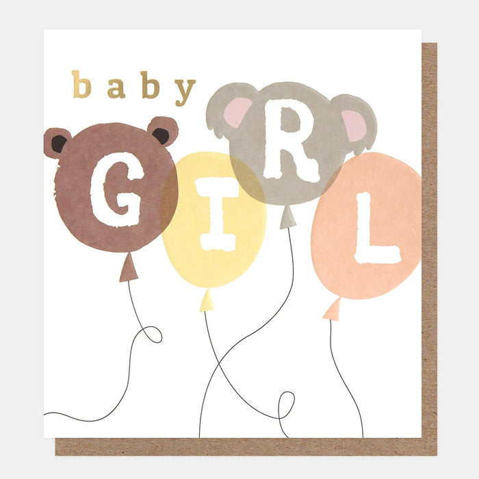 Caroline Gardner Animal Balloons New Baby Girl Card
