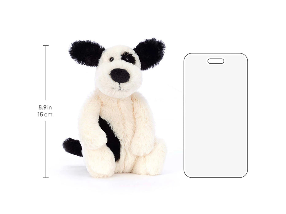 Jellycat Bashful Rufferty Black and Cream Puppy