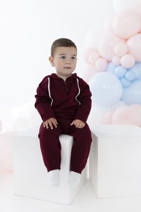 Blues Baby Bordeaux Knitted Hoodie Set