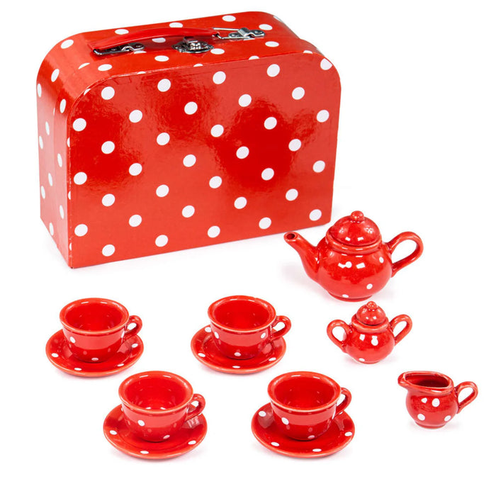 BigJigs Red Polka Dot Porcelain Tea Set