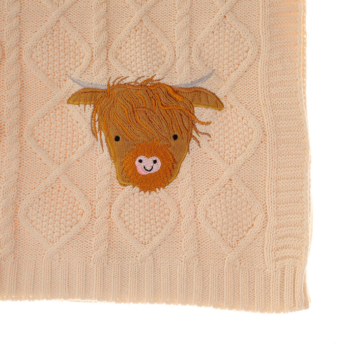 Highland Cow Motif Baby Blanket