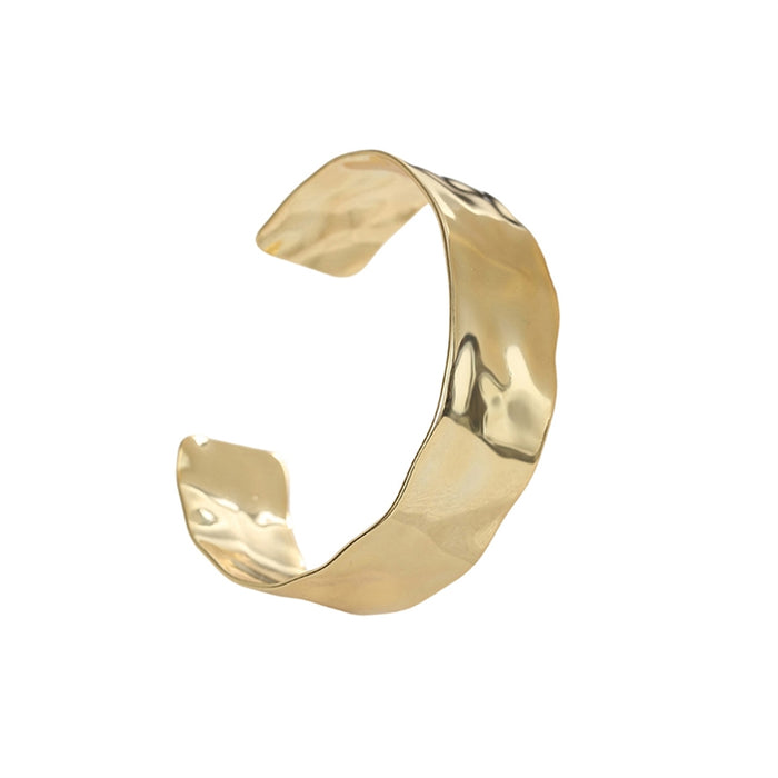 White Leaf Misshape Bangle 18kt Gold Plate