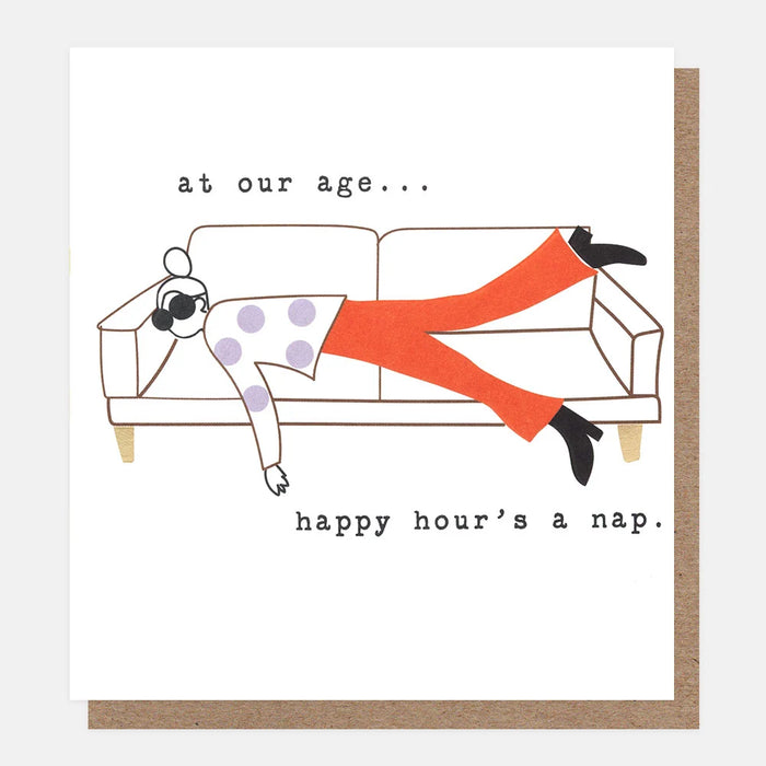 Caroline Gardner Happy Hour's A Nap Girl On Sofa Card