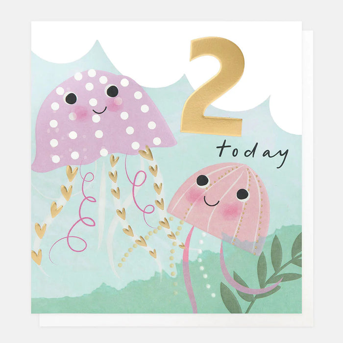 Caroline Gardner Pink Jellyfish 2nd Birthday Card