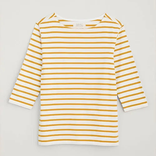 Seasalt Women's Sailor Top In Breton Chalk Dark Dijon