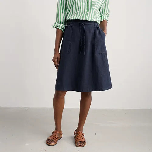 SeasSeasalt Women's Pepper Moth Linen Skirt In Maritime