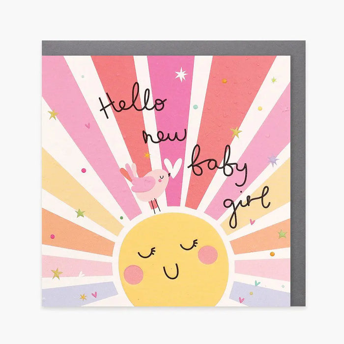 Belly Button Hello New Baby Girl Card