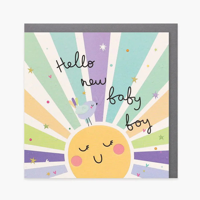 Belly Button Hello New Baby Boy Card