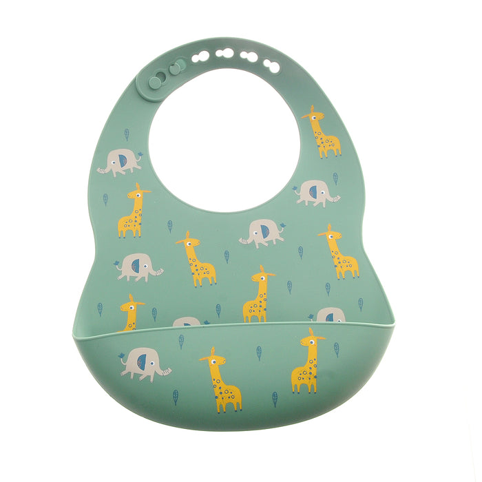 Ziggle Catch It Silicone Bib Giraffe and Elephant