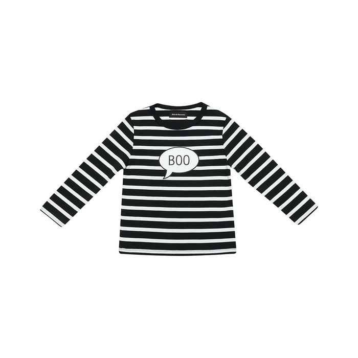 Bob & Blossom Black & White Breton Striped 'Boo' T Shirt