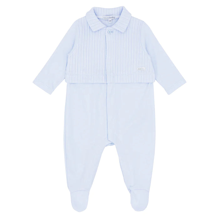 Blues Baby Boys Cable Sleepsuit Blue