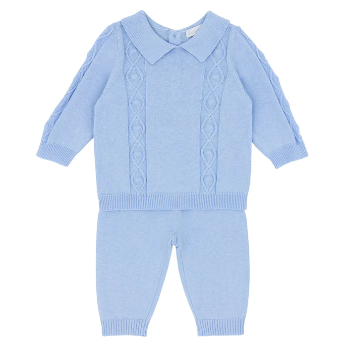 Blues Baby Boys Cable Knit Outfit Blue