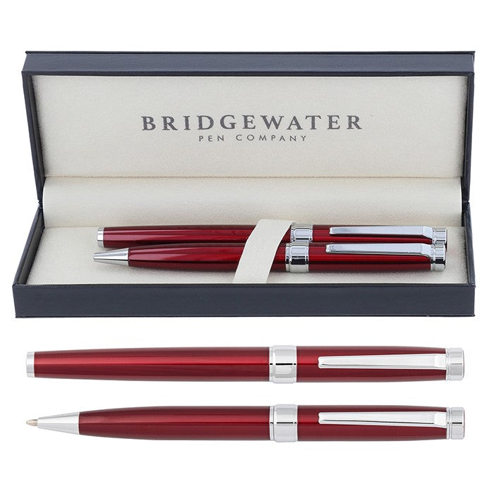 Bridgewater Galway Red & Chrome Ballpen & Rollerball Set