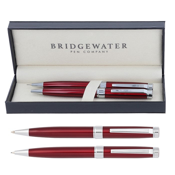 Bridgewater Galway Red & Chrome Ball Pen & Pencil Set