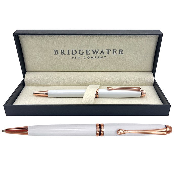 Bridgewater Winchester Gloss White & Rose Gold Ball Pen