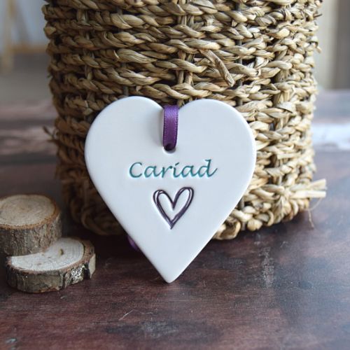 Broadlands Pottery Cariad Small Hanging Heart