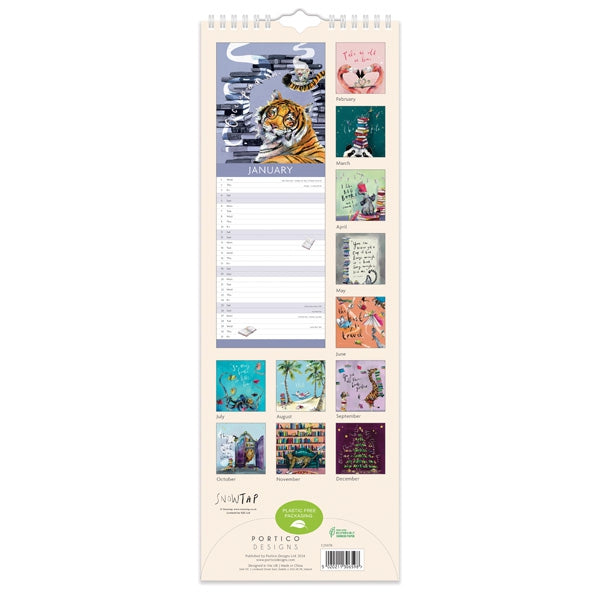 Portico Designs Snowtap Bookish Slim Calendar 2025