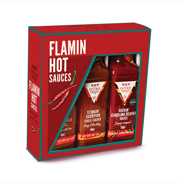 Cottage Delight Flamin Hot Sauces Gift Box 3 x 100ml