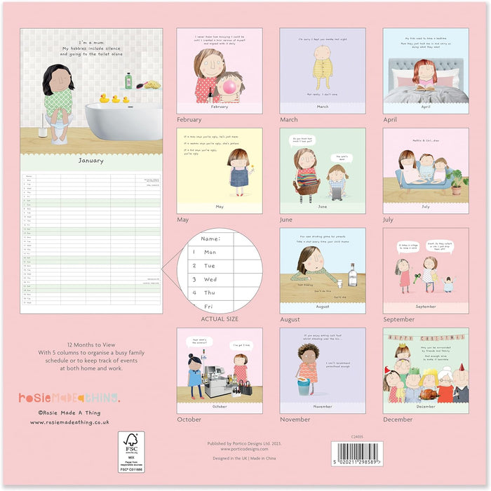 Portico Designs Rosie Made a Thing Family Calendar 2024