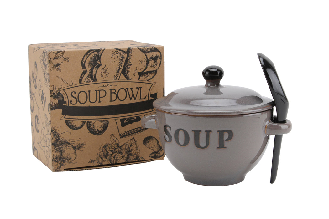 CGB Giftware Grey Soup Bowl And Spoon Sets