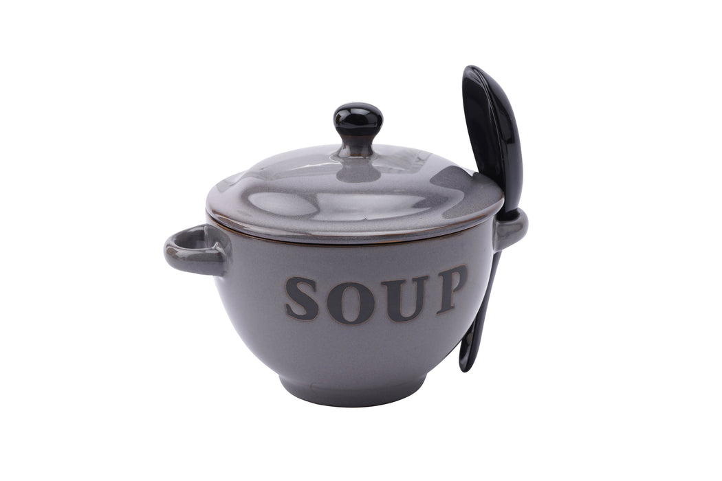 CGB Giftware Grey Soup Bowl And Spoon Sets
