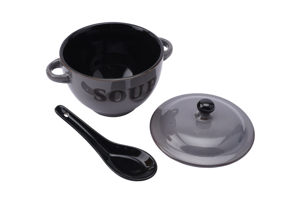 CGB Giftware Grey Soup Bowl And Spoon Sets