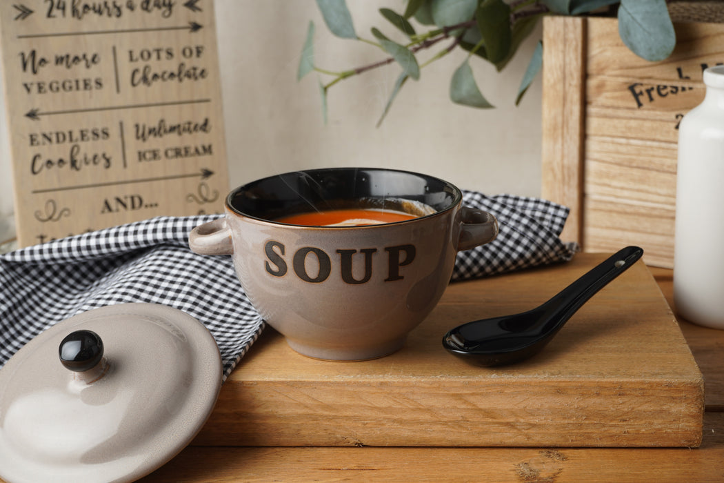 CGB Giftware Grey Soup Bowl And Spoon Sets