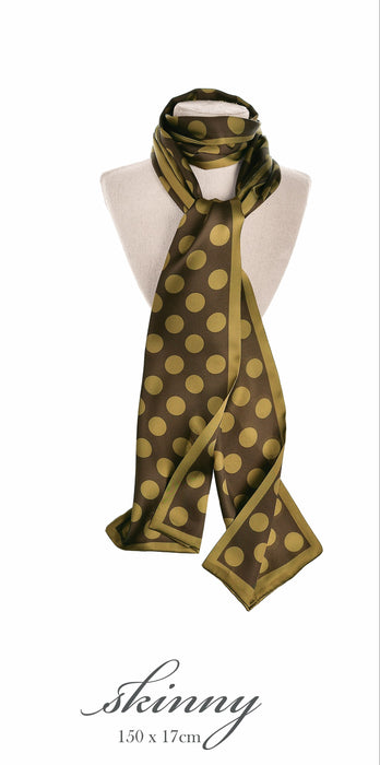 Hot Tomato Skinny Double Sided Old Lime And Cocoa Scarf