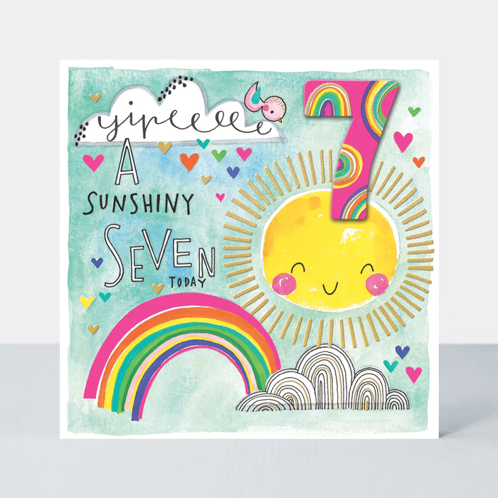 Rachel Ellen Birthday Card - A Sunshiny 7 Today Rainbows
