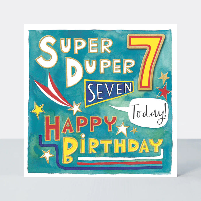 Rachel Ellen Birthday Card - Happy Birthday Super Duper 7 Today