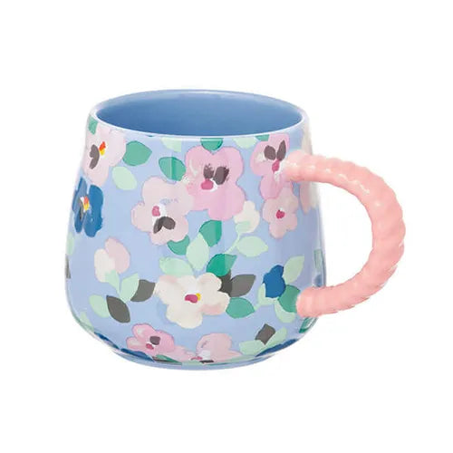 Cath Kidston Painted Pansies Blue Twisted Handle Billie Mug