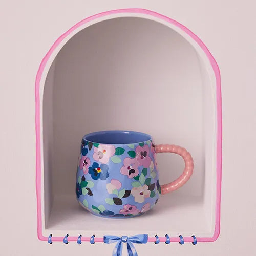 Cath Kidston Painted Pansies Blue Twisted Handle Billie Mug