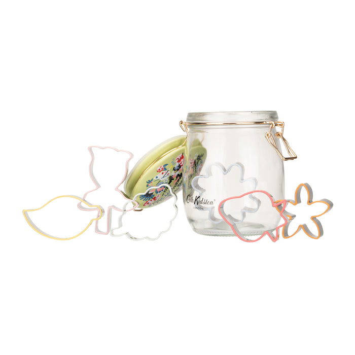 Cath Kidston Glass Jar With 6 Cookie Cutters