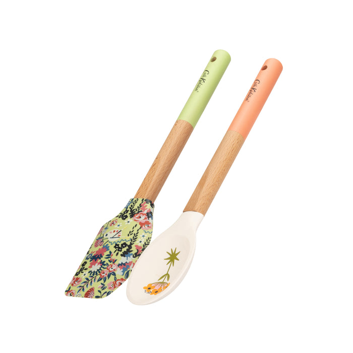 Cath Kidston Silicone and Wood 2 Piece Utensil Set
