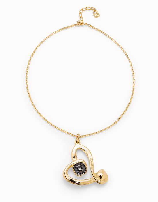 UNOde50 Midsize Chain Pendant Necklace with Large Heart
