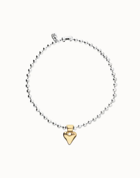 UNOde50 Beaded Short Necklace with Heart Detail