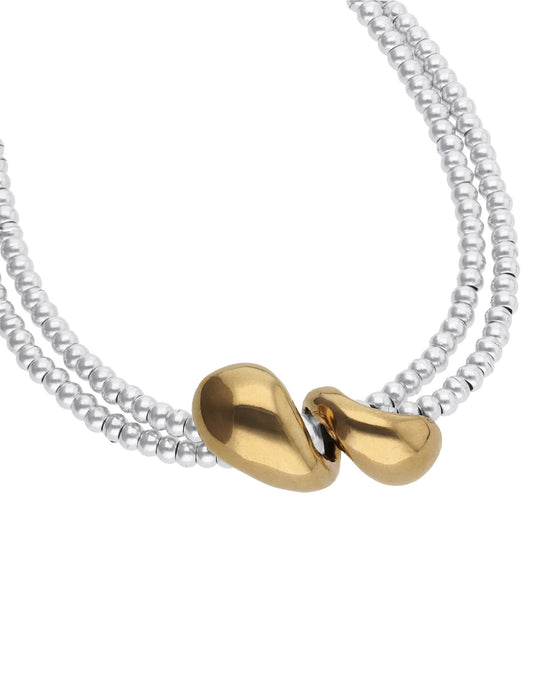 UNOde50 Necklace Axis Multi-strand Necklace with Two Intertwined Drops