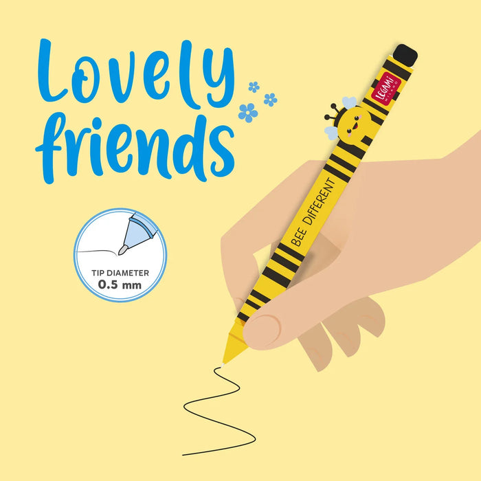 Legami Gel Pen With Animal Decoration - Lovely Friends - Bee