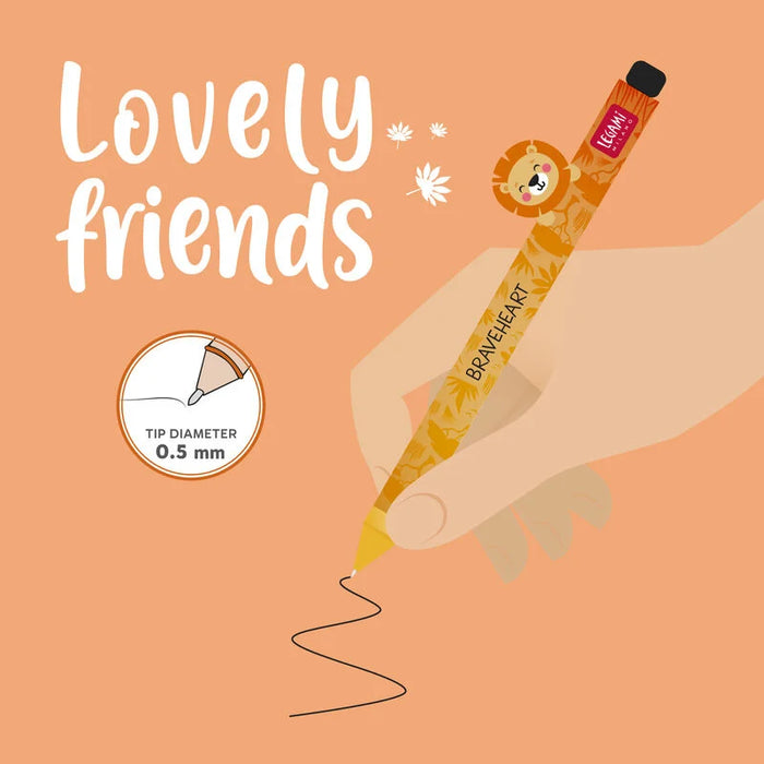 Legami Gel Pen With Animal Decoration - Lovely Friends - Lion