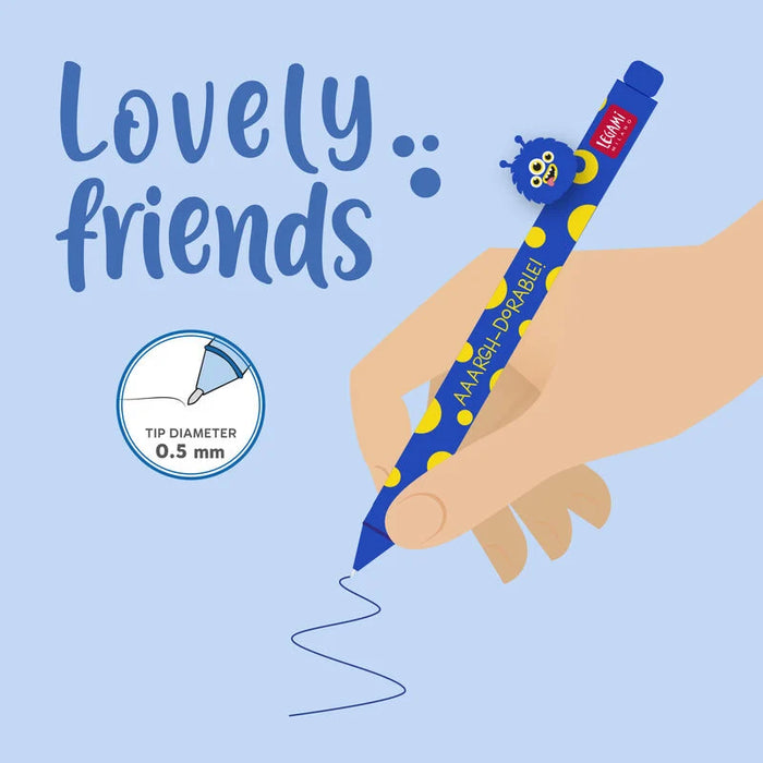Legami Gel Pen With Animal Decoration - Lovely Friends - Monster