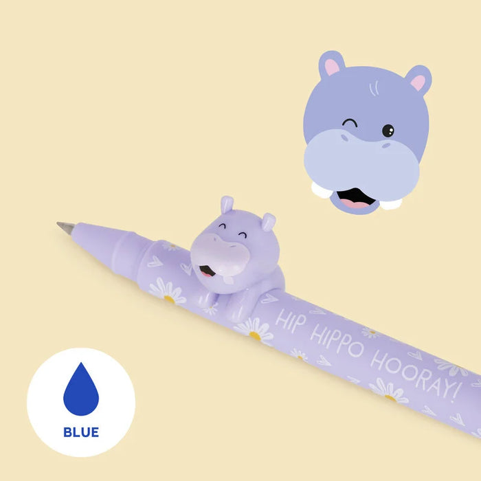 Legami Gel Pen With Animal Decoration - Lovely Friends - Hippo