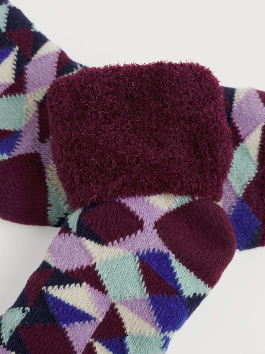 Seasalt Women's Cabin Socks In Cabin Geo Burgandy Mix