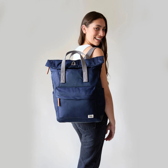 ROKA Bags Canfield Roll Top Backpack in Midnight Nylon Medium