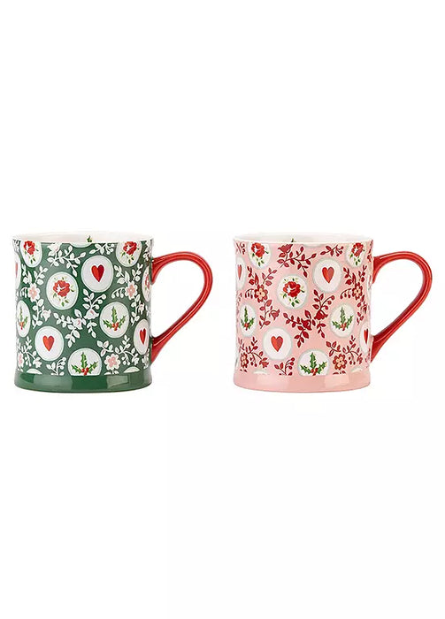 Cath Kidston Set Of 2 Holly Spots Mollie Mugs