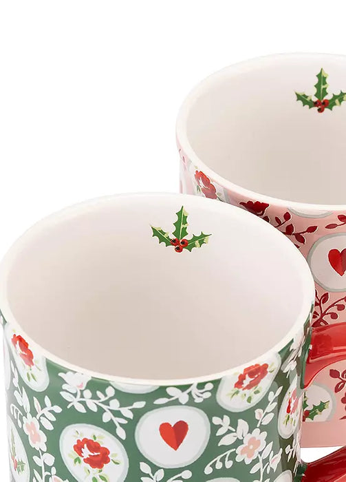 Cath Kidston Set Of 2 Holly Spots Mollie Mugs